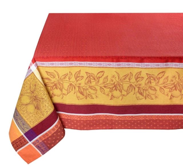 French Jacquard tablecloth, Teflon (Cedrat. 2 colors)